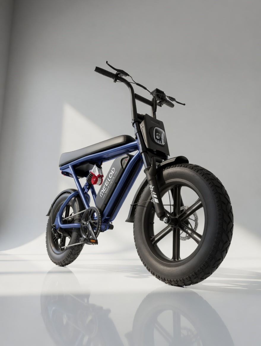 MEELOD T16 Blue electric bike front three-quarter view