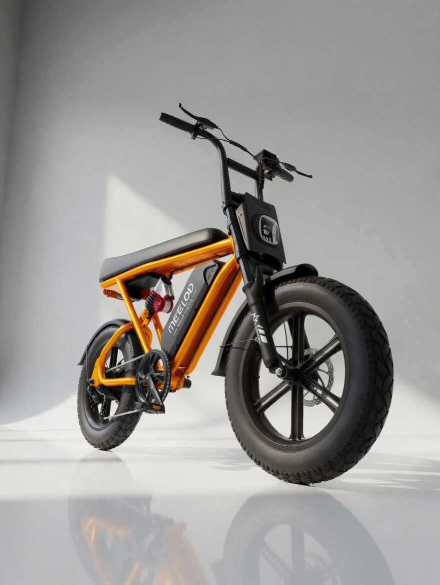 MEELOD T16 Orange electric bike front three-quarter view