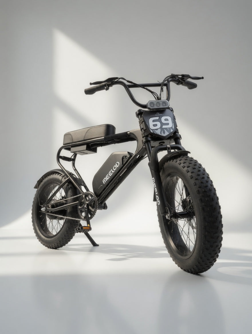 MEELOD DK200 Black electric bike front three-quarter view