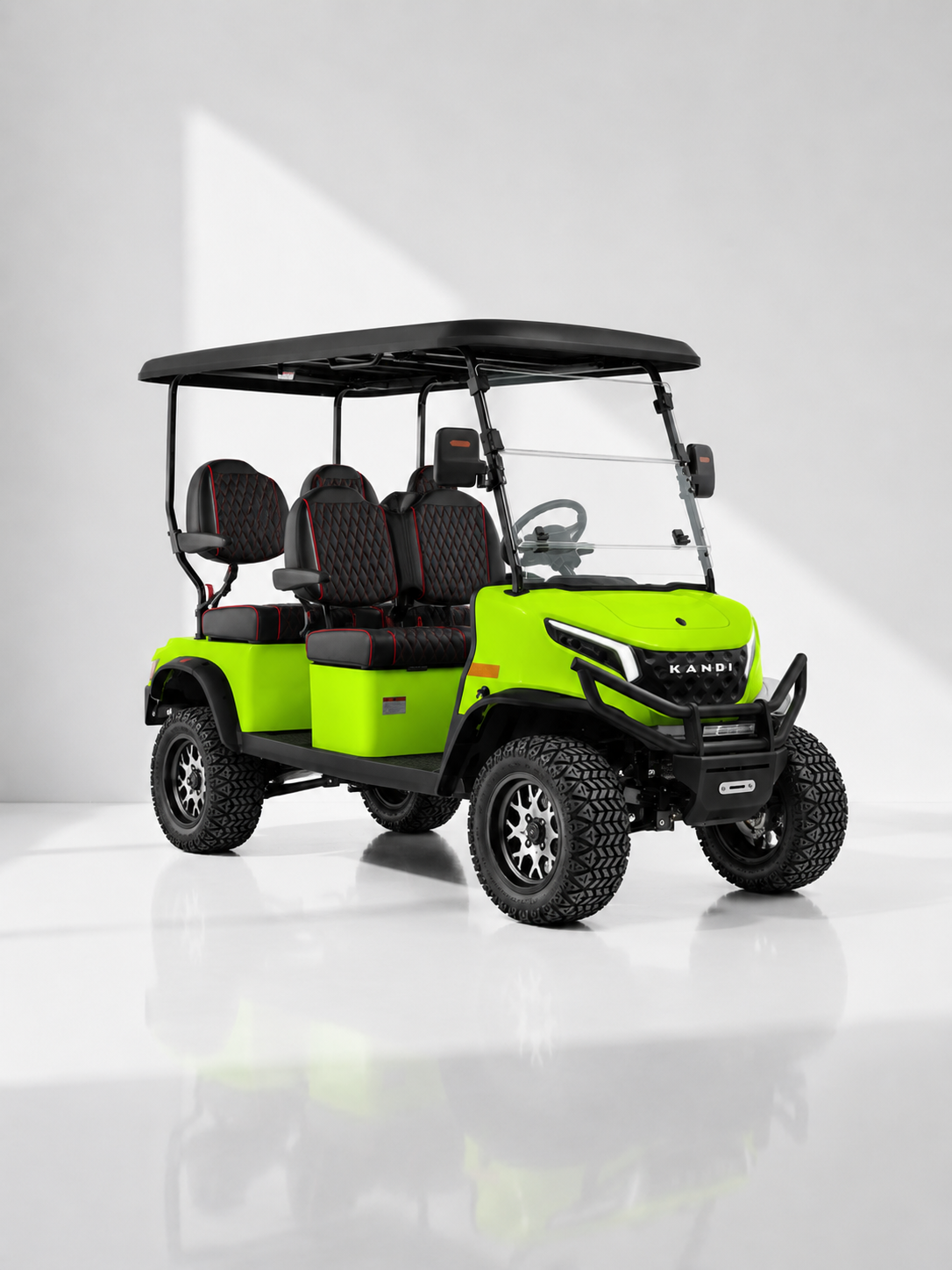 Kandi Kruiser 4Pro FWD Green electric golf cart front three-quarter view