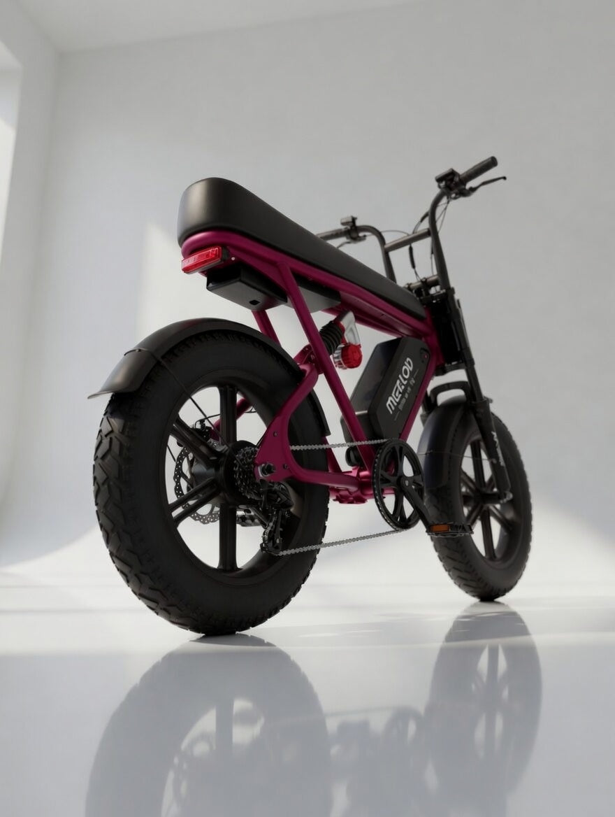 MEELOD T16 Pink electric bike rear three-quarter view