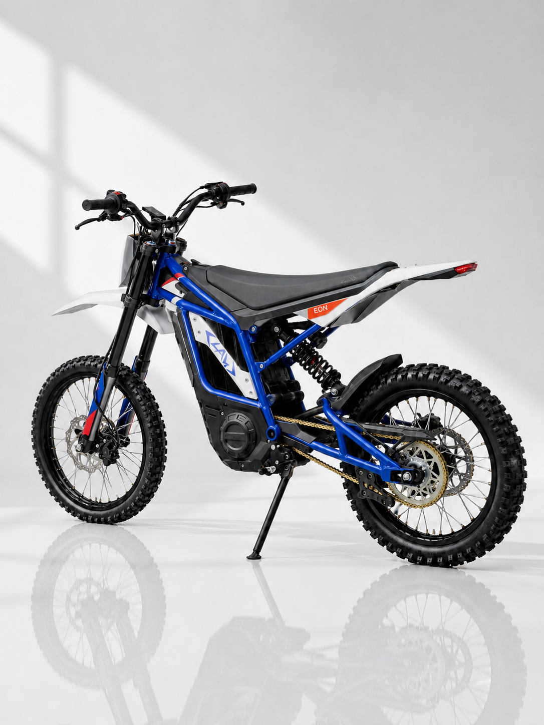 Claw Eon Standard - Blue electric dirt bike side profile view at Rider Outlets