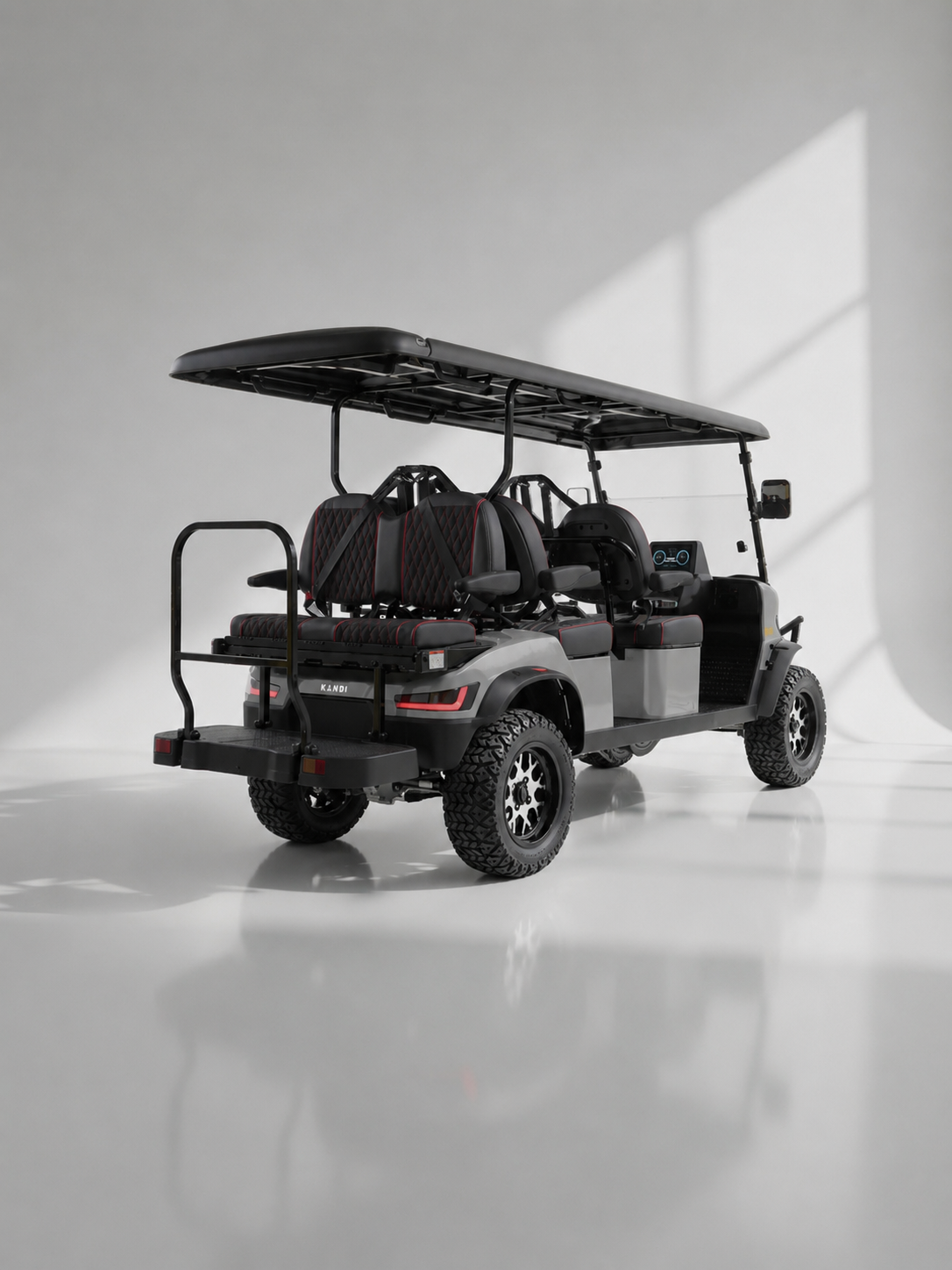 Kandi Kruiser 6Pro Gray electric golf cart rear three-quarter view