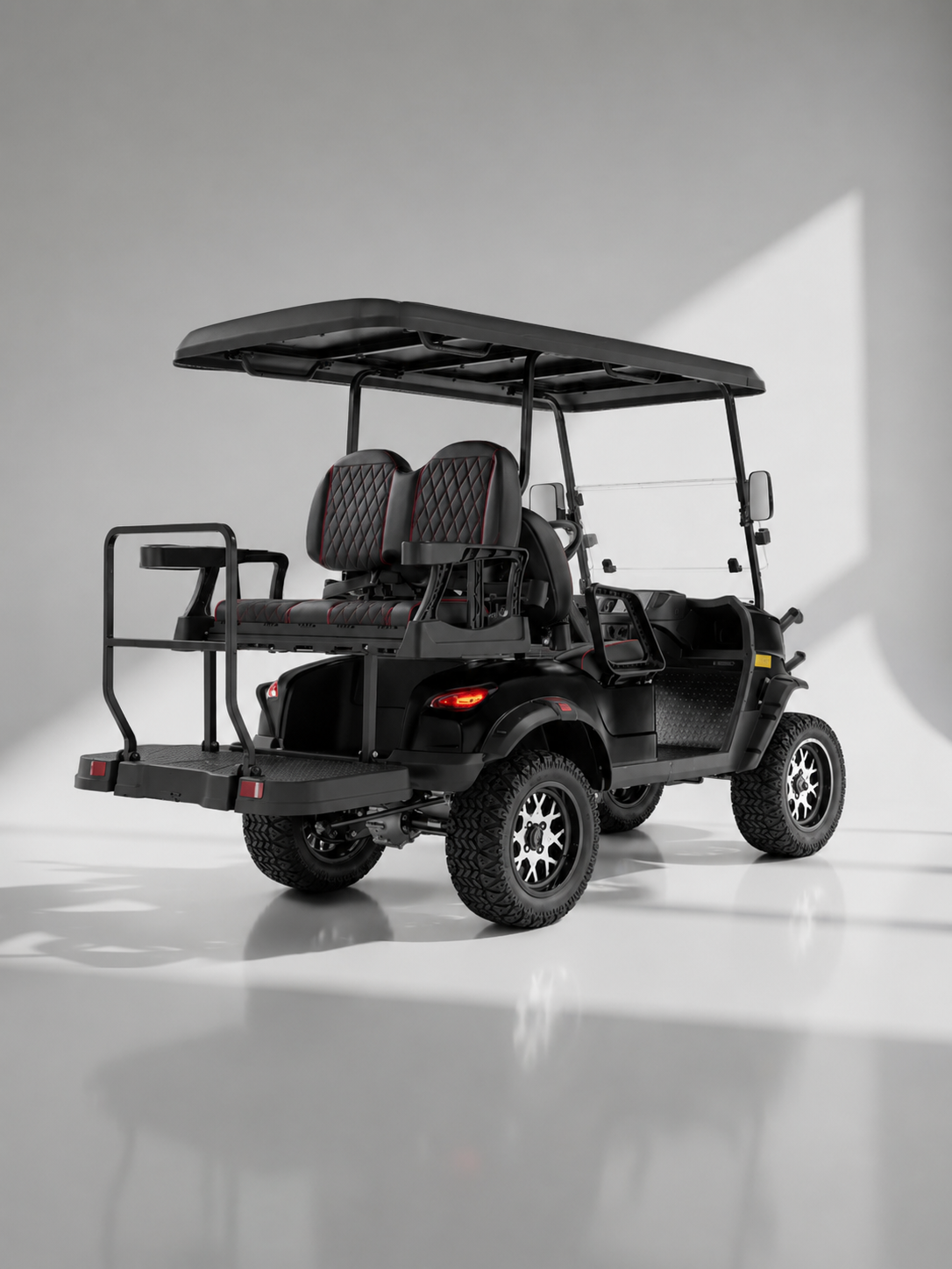 Kandi Kruiser 4P - Black electric golf cart side profile view at Rider Outlets