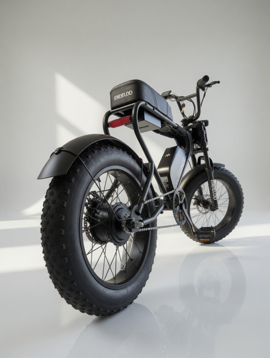 MEELOD DK200 Black electric bike rear three-quarter view