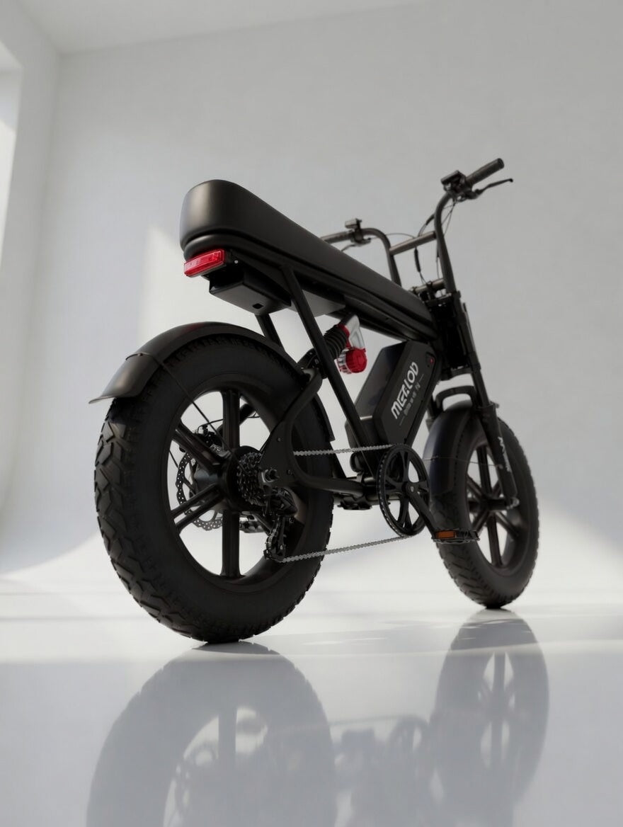 MEELOD T16 Black electric bike rear three-quarter view