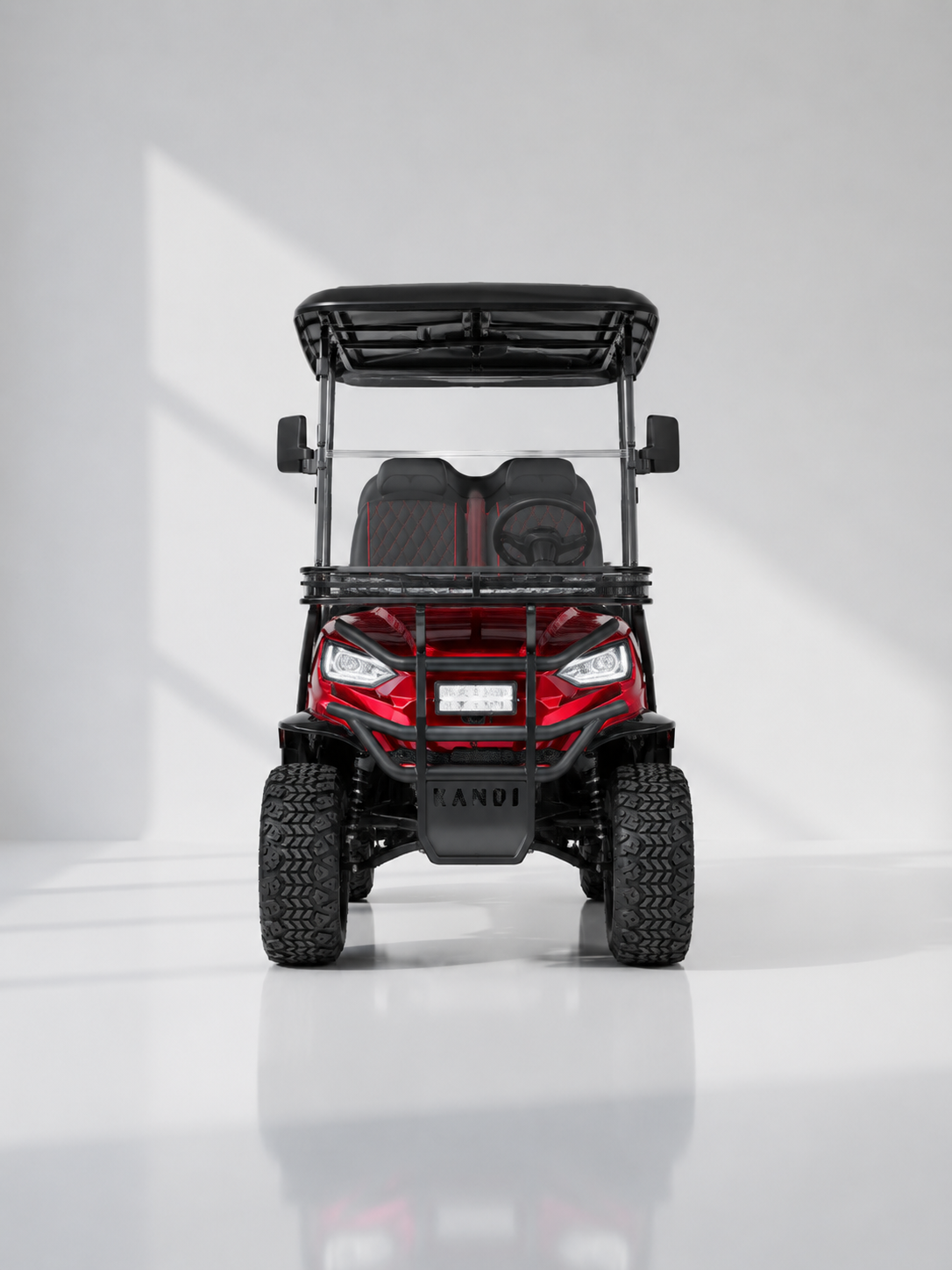 Kandi Kruiser 6P Red electric golf cart front view