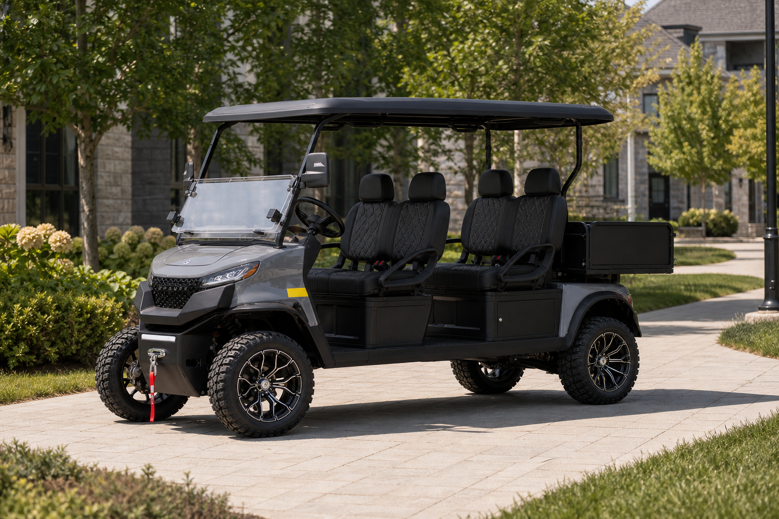 Beavrr LOGR 4P electric utility vehicle with cargo bed on a farm property