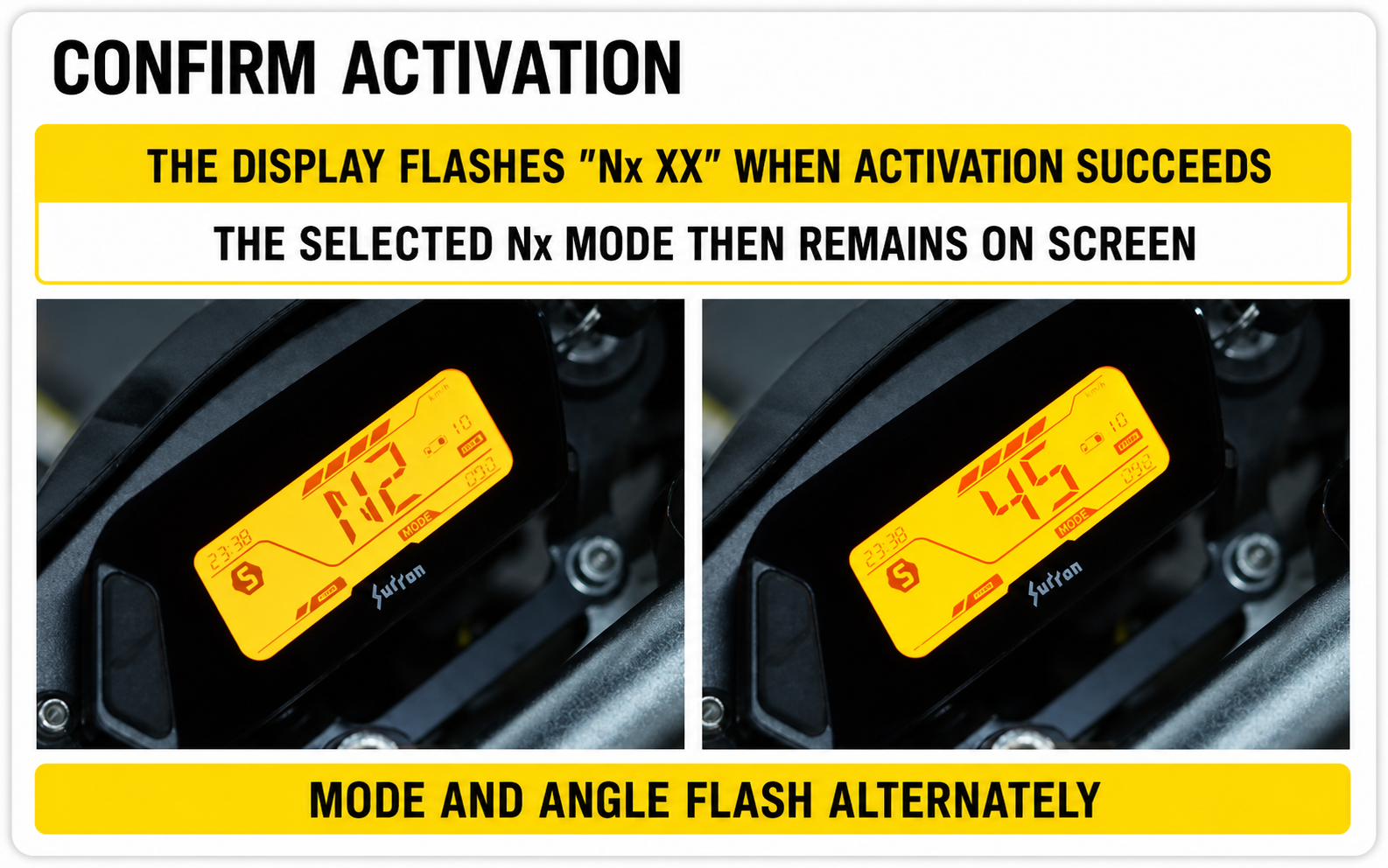 English dashboard reference for confirming Wheelie Assist activation