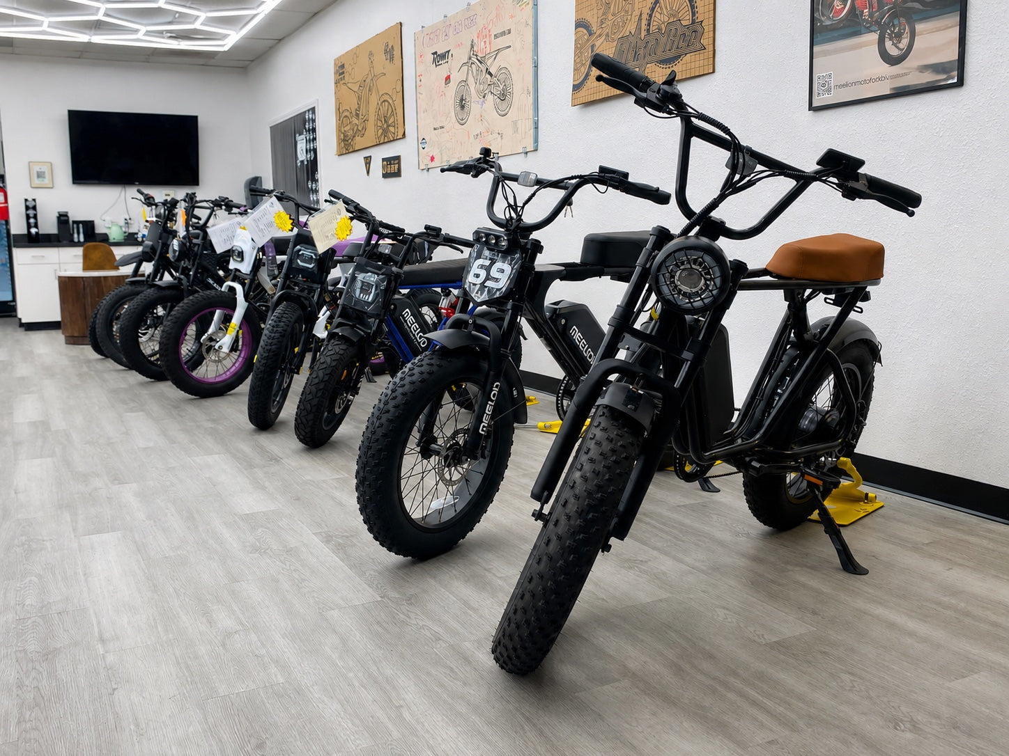 Electric bikes inside Rider Outlets